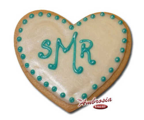 Bridal Shower Monogram Cut-Out Cookie - Heart Shaped