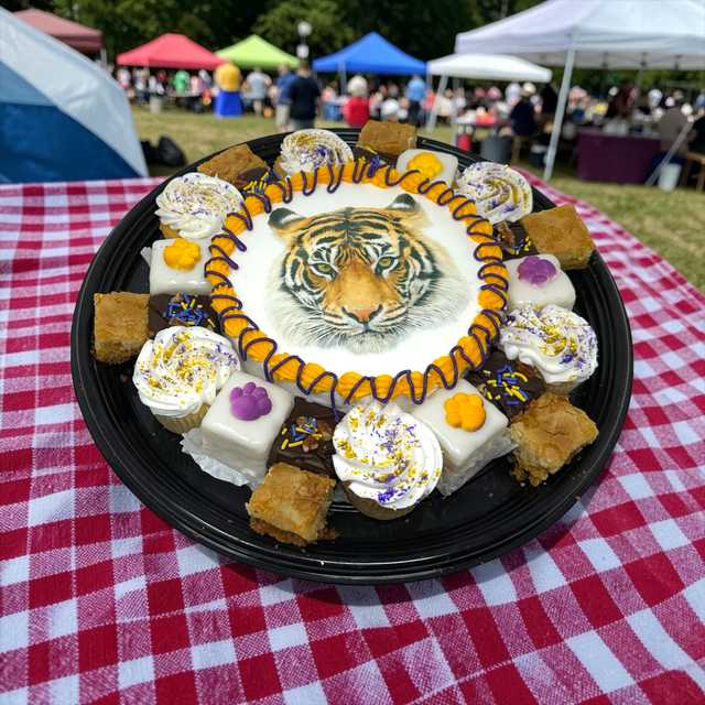 Large Tiger Dessert Tray with 8" Cake