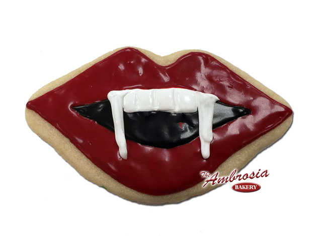 Decorated Dracula Lips Cut-Out Decorated Cookie
