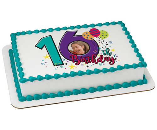 Happy 16th Birthday PhotoCake® Edible Image® Frame