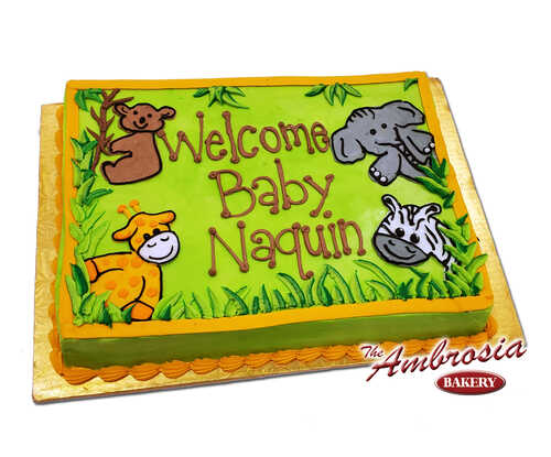 Jungle Animals Baby Shower or 1st Birthday Cake