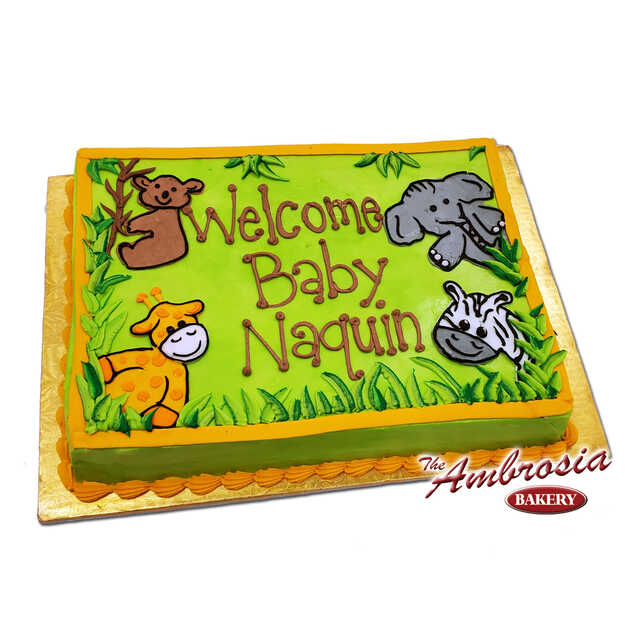 Jungle Animals Baby Shower or 1st Birthday Cake