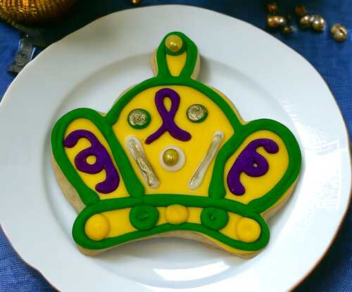 King Cake Crown Cutout Cookies