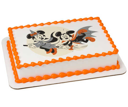 Mickey Mouse and Minnie Mouse Happy Halloween PhotoCake® Edible Image®