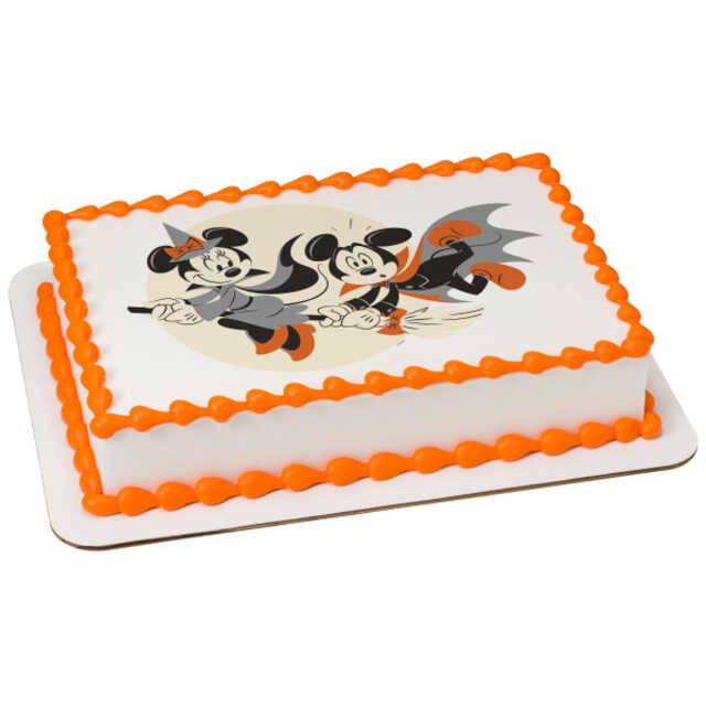 Mickey Mouse and Minnie Mouse Happy Halloween PhotoCake® Edible Image®