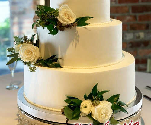 3 Tier Smooth Buttercream Wedding Cake