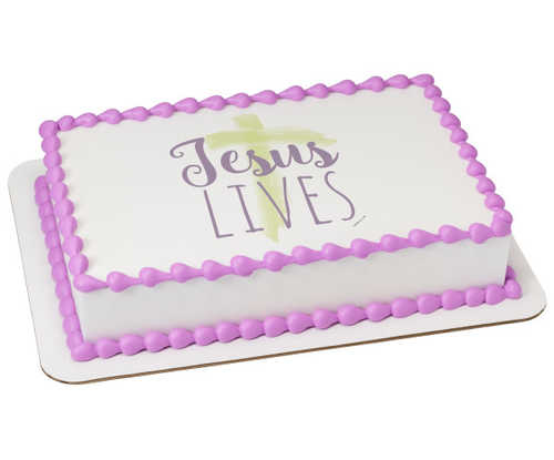 Watercolors Jesus Lives PhotoCake® Edible Image®