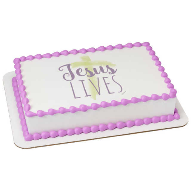 Watercolors Jesus Lives PhotoCake® Edible Image®