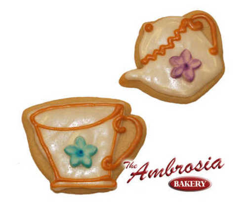 Decorated Tea Pot and Cup Cut-Out Cookies