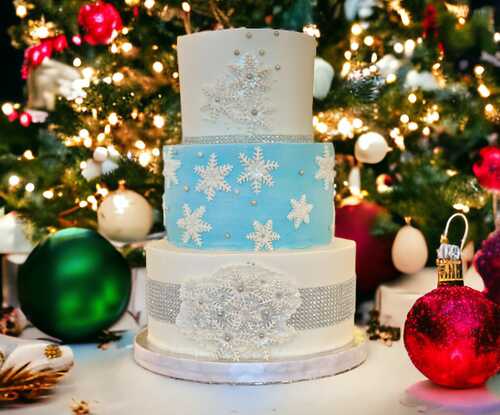 3 Tier Christmas Wedding Cake