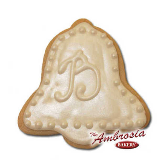 Decorated Wedding Bell Cutout Cookie with Initial