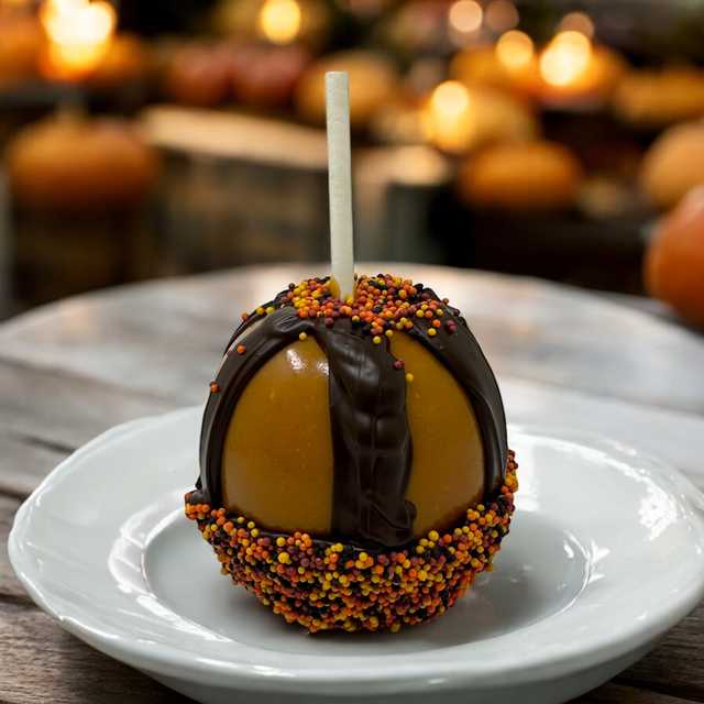 Caramel Apple with Chocolate and Halloween Sprinkles