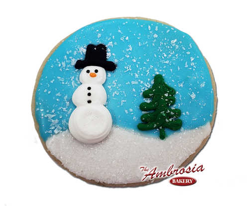 Decorated Snowman on a round Cut-Out Cookie