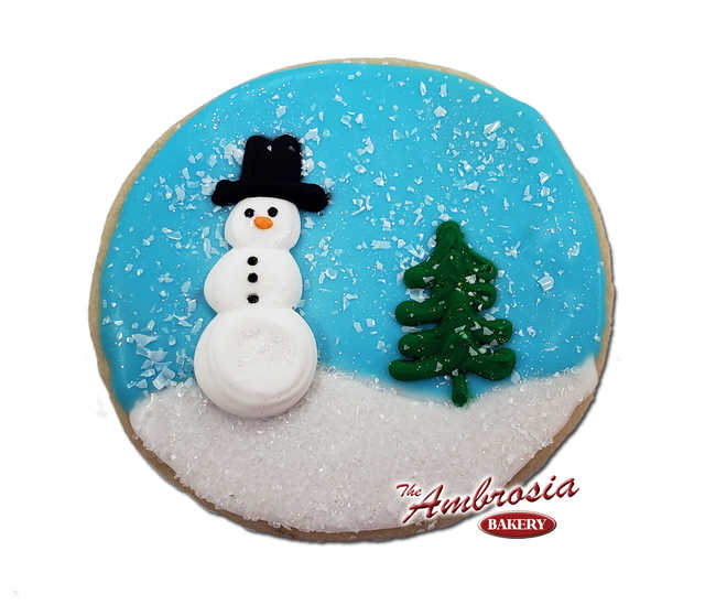 Decorated Snowman on a round Cut-Out Cookie