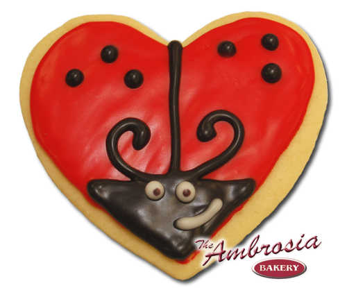 Decorated Love Bug Cut-Out Cookie