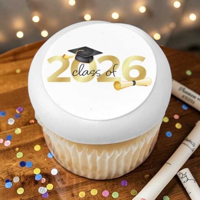 Traditional Class of 2026 PhotoCake® Edible Image® Cupcakes (12 Count) ✨ 🎓 🧁 
