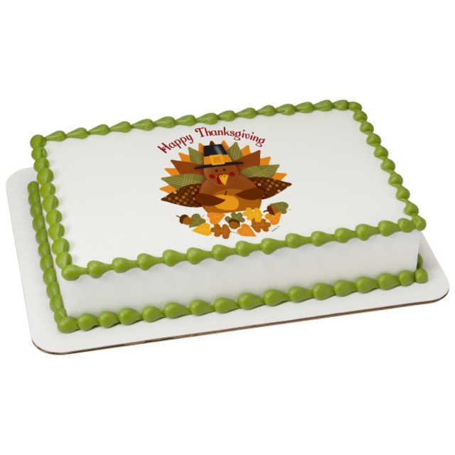 Happy Thanksgiving Turkey PhotoCake® Edible Image® Cake