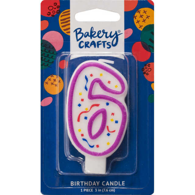 "6" Party Purple Numeral Candles