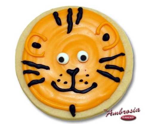 Decorated Tiger Face Cut-Out Cookie