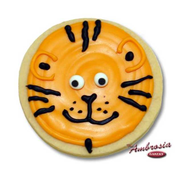 Decorated Tiger Face Cut-Out Cookie