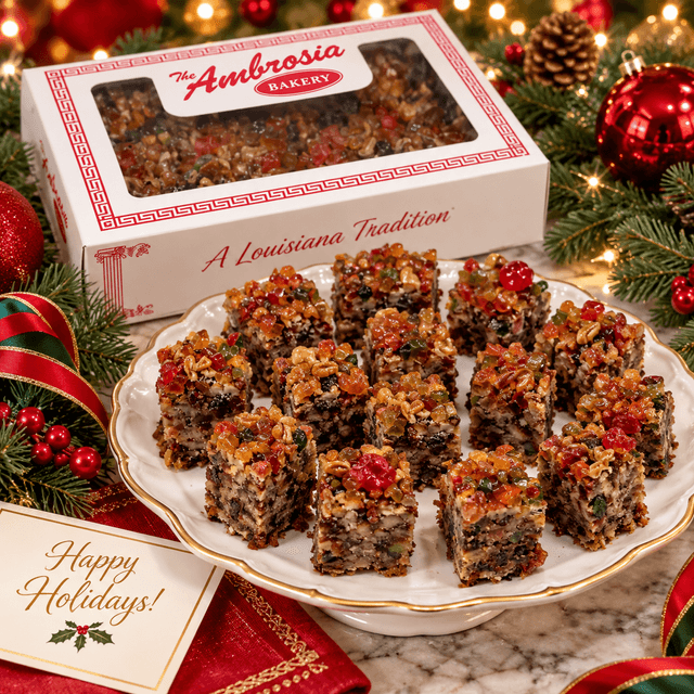 Ambrosia Pre-Sliced Fruitcake โ 15 Bite-Size Pieces | 2+ lbs. ๐