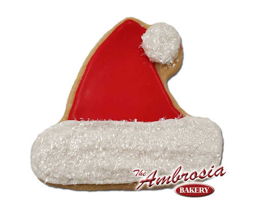Decorated Santa Hat Cutout Cookie