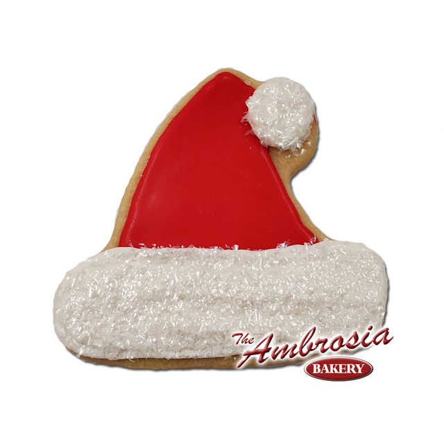 Decorated Santa Hat Cutout Cookie
