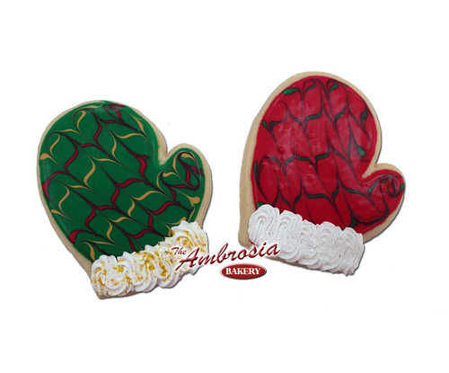 Decorated Santa Mitten Cut-Out Cookie