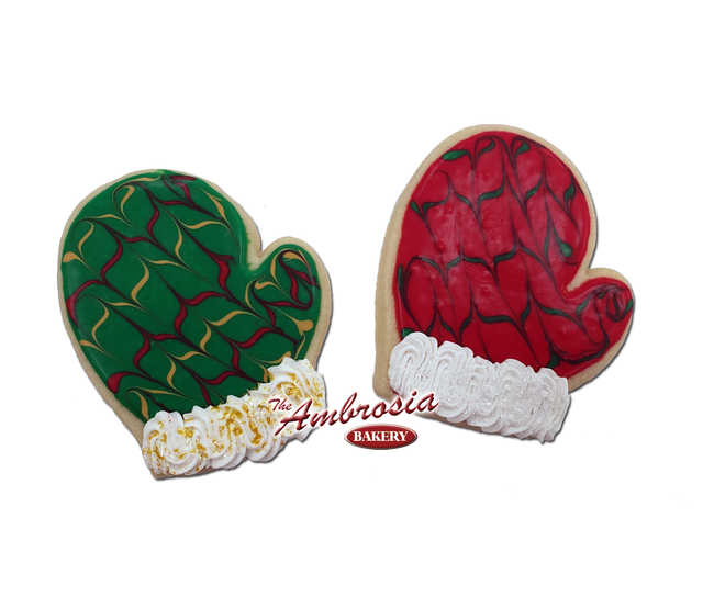 Decorated Santa Mitten Cut-Out Cookie