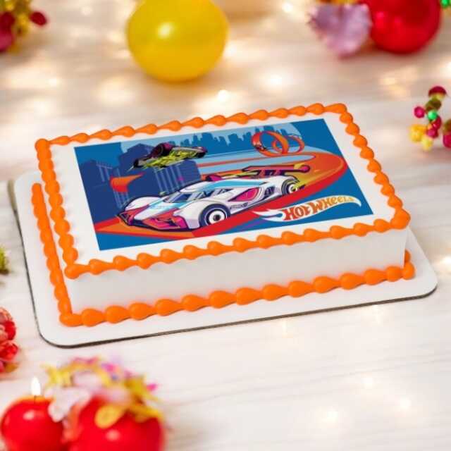 Hot Wheels™ Race to Win! PhotoCake® Edible Image® Cake