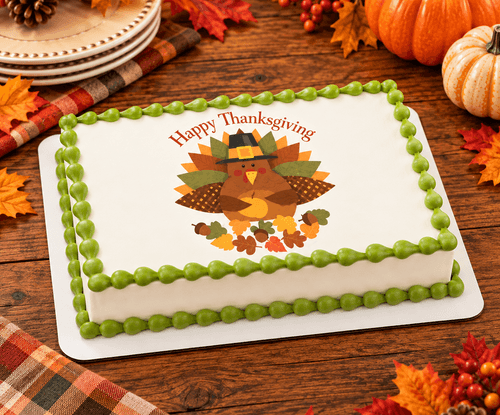 Happy Thanksgiving Turkey PhotoCake® Edible Image® Cake