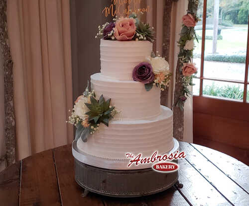 3 Tier Pleated Wedding Cake