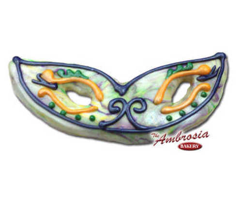 Decorated Mardi Gras Mask Marbled Cut-Out Cookie #2