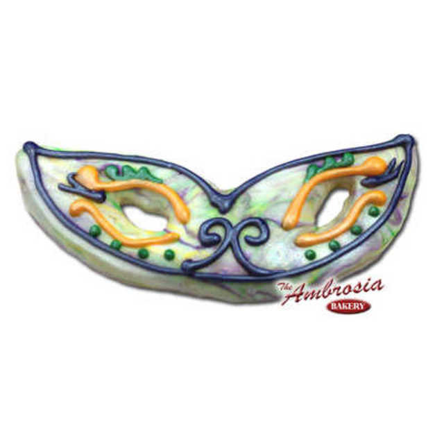 Decorated Mardi Gras Mask Marbled Cut-Out Cookie #2