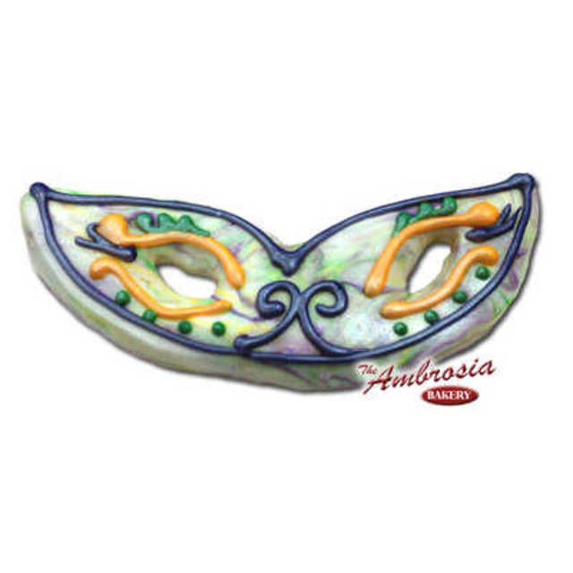 Decorated Mardi Gras Mask Marbled Cut-Out Cookie #2