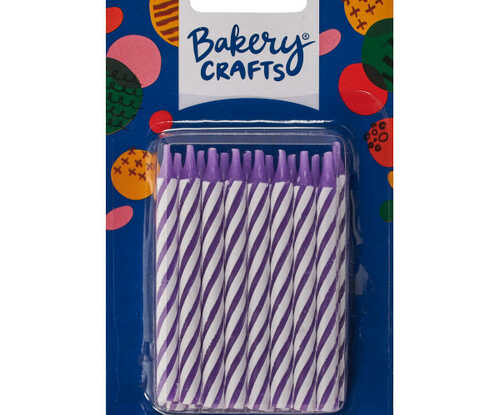 Purple Candy Stripe Candles (24 Count)