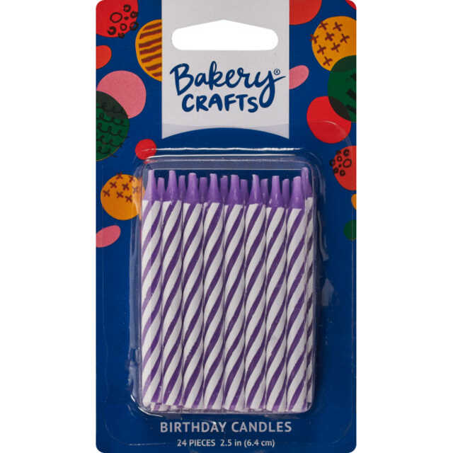 Purple Candy Stripe Candles (24 Count)