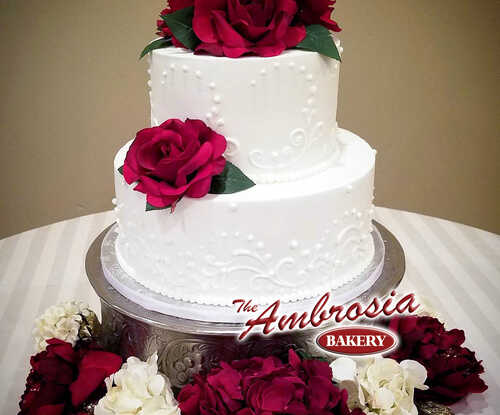 2 Tier Fancy Scroll Design  Wedding Cake