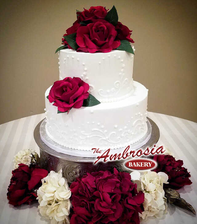 2 Tier Fancy Scroll Design  Wedding Cake