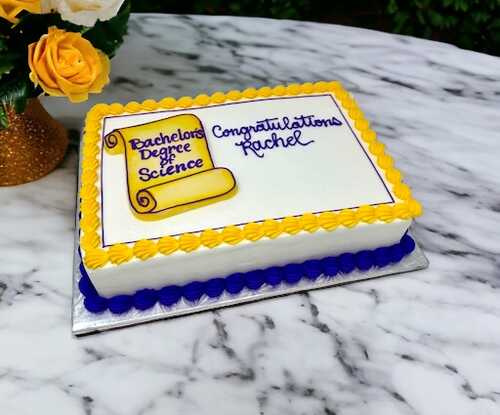 White Chocolate Graduation Scroll Cake