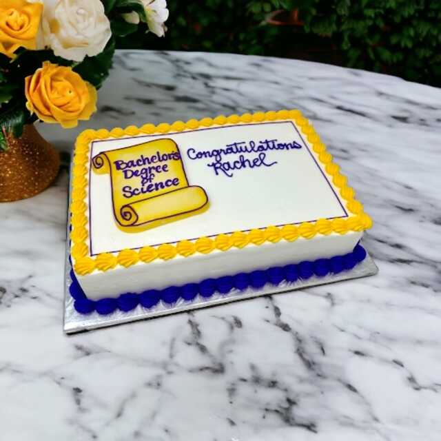 White Chocolate Graduation Scroll Cake