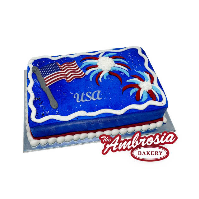 American Flag and Fireworks Cake