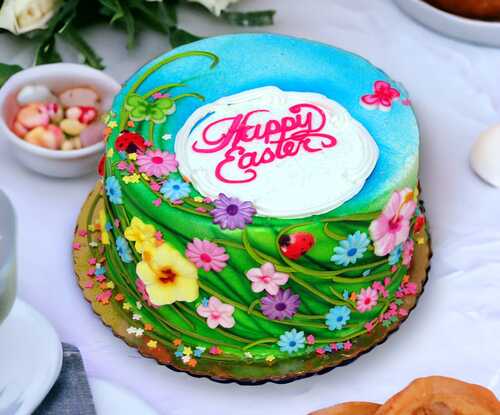 Spring Flowers Happy Easter Cake