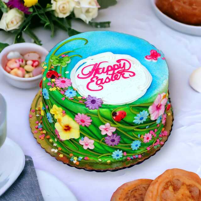 Spring Flowers Happy Easter Cake