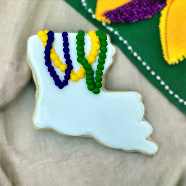 Louisiana Mardi Gras Cutout Cookie