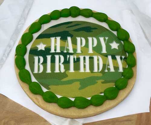 Happy Birthday Camo Edible Image PhotoCake® Cookie (12 Cookies)