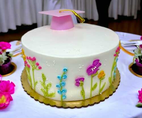 Wild Flowers with Grad Cap Cake