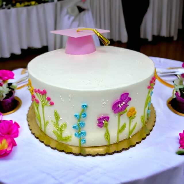 Wild Flowers with Grad Cap Cake