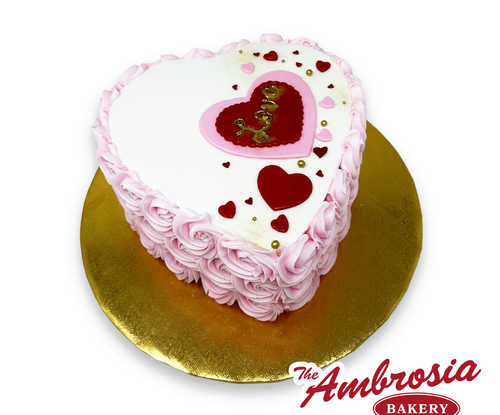 9" Double Layer Heart Cake with Rosettes