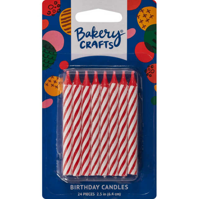 Red Candy Stripe Candles (24 Count)
